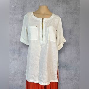 Ellen Tracy Linen Zip-Front Tunic
